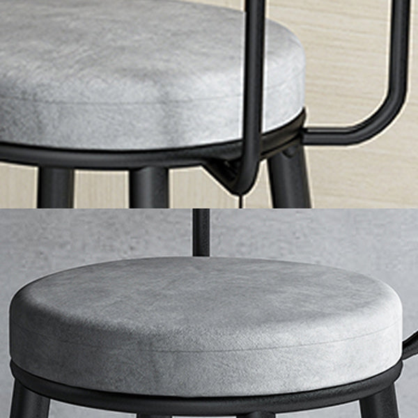Modern Armless Backrest Counter Stool Iron Cafe Bar Stool with Velvet Cushion