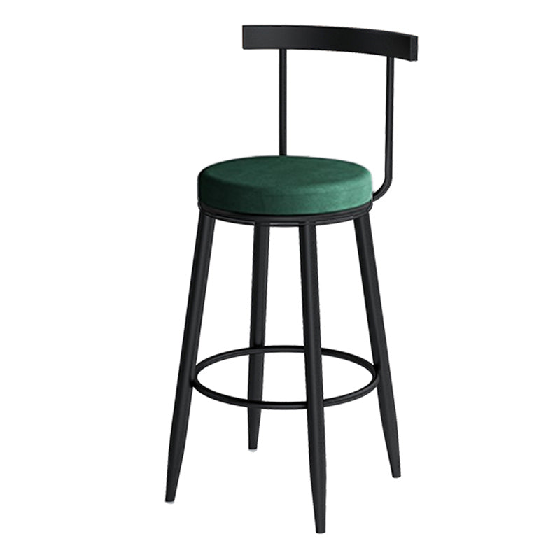 Modern Armless Backrest Counter Stool Iron Cafe Bar Stool with Velvet Cushion