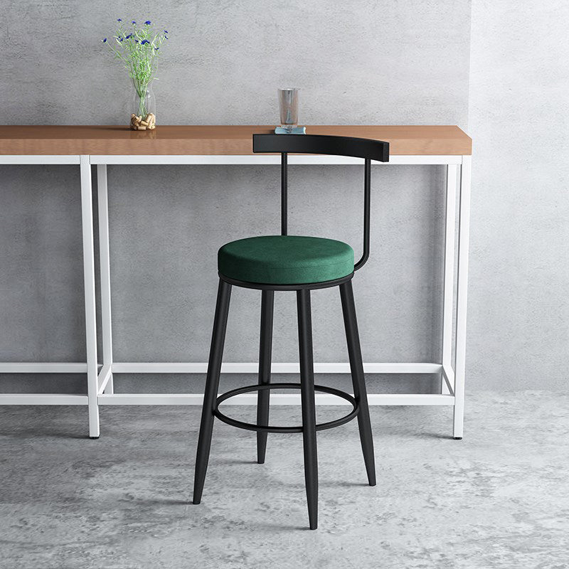 Modern Armless Backrest Counter Stool Iron Cafe Bar Stool with Velvet Cushion