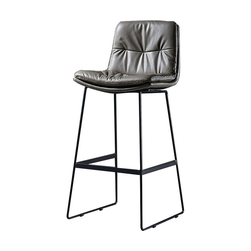 Scandinavian Matte Finish Leather Barstool Restaurant Upholstered Stool