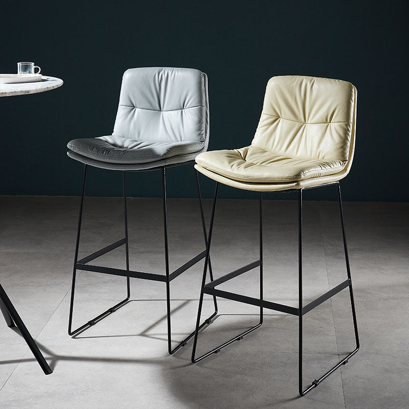 Scandinavian Matte Finish Leather Barstool Restaurant Upholstered Stool