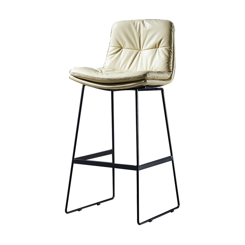 Scandinavian Matte Finish Leather Barstool Restaurant Upholstered Stool