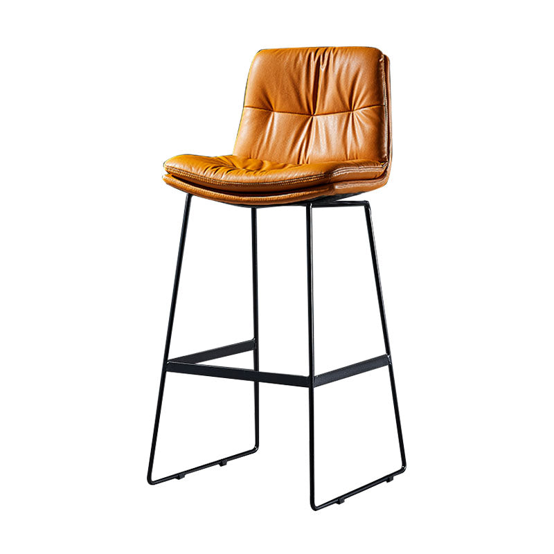 Scandinavian Matte Finish Leather Barstool Restaurant Upholstered Stool