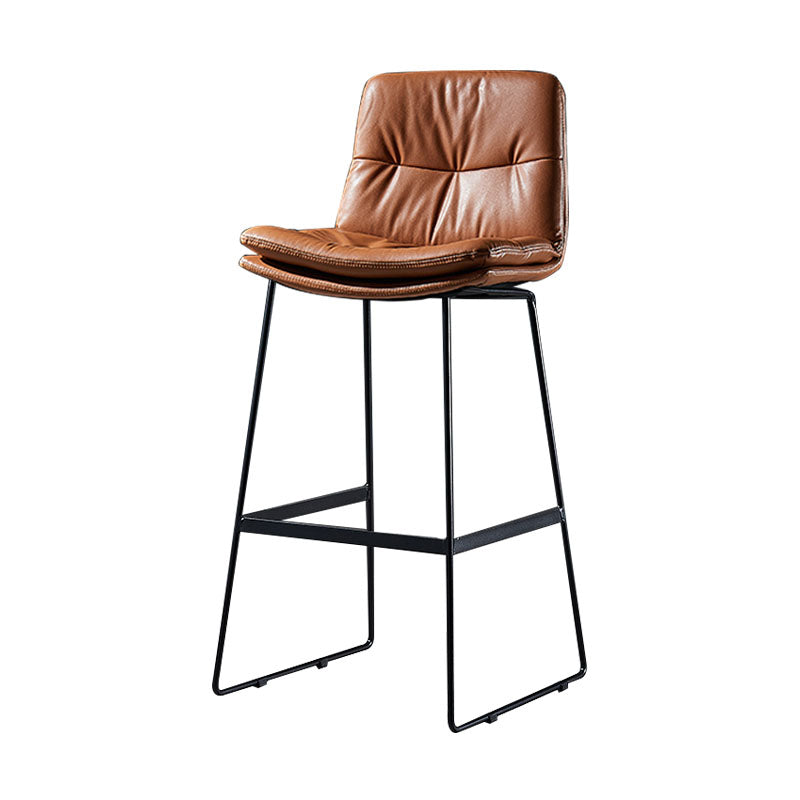 Scandinavian Matte Finish Leather Barstool Restaurant Upholstered Stool