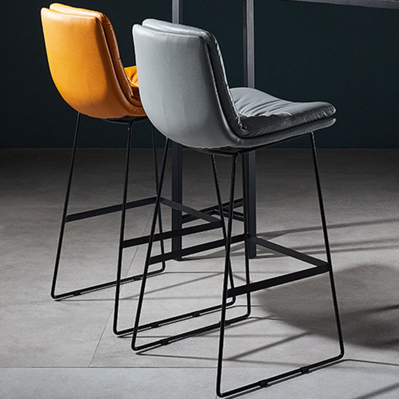 Scandinavian Matte Finish Leather Barstool Restaurant Upholstered Stool