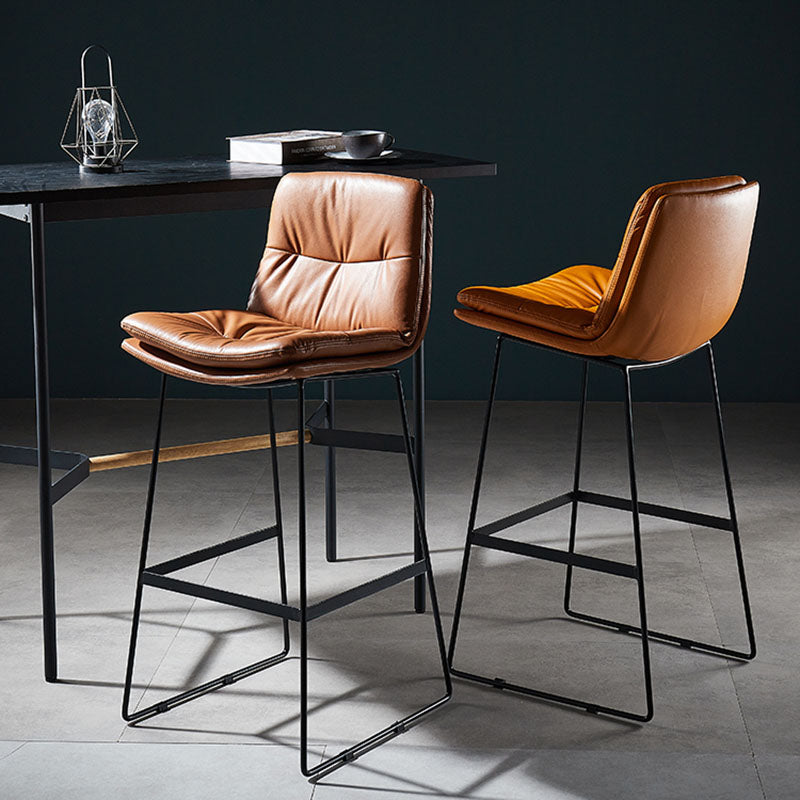 Scandinavian Matte Finish Leather Barstool Restaurant Upholstered Stool
