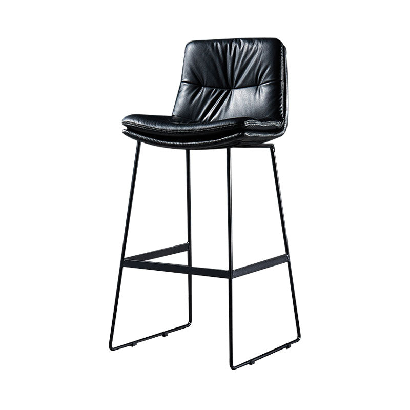 Scandinavian Matte Finish Leather Barstool Restaurant Upholstered Stool