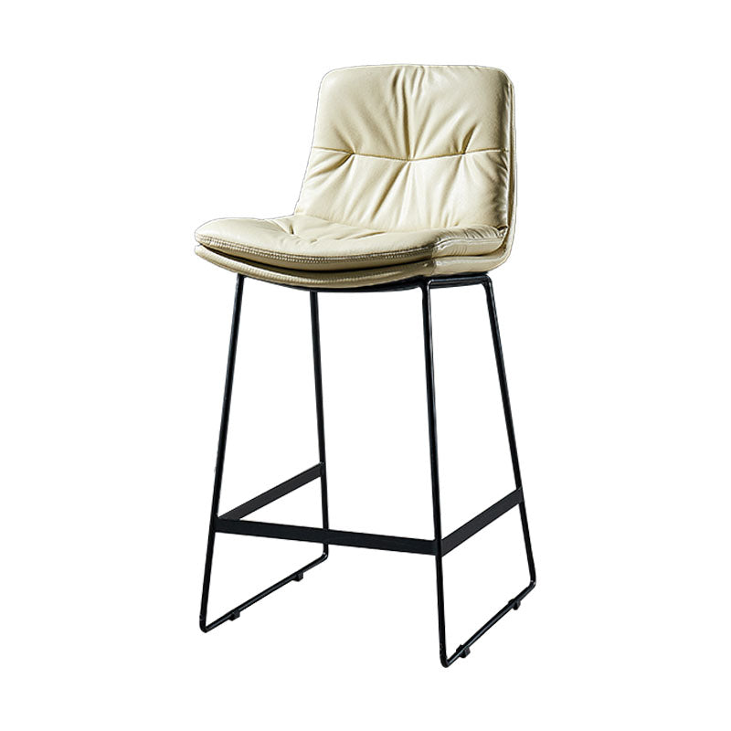 Scandinavian Matte Finish Leather Barstool Restaurant Upholstered Stool
