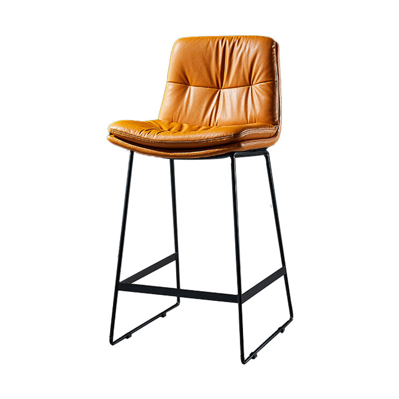 Scandinavian Matte Finish Leather Barstool Restaurant Upholstered Stool
