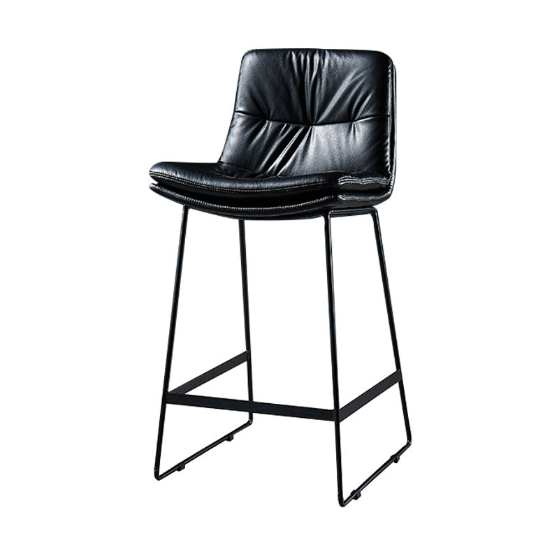 Scandinavian Matte Finish Leather Barstool Restaurant Upholstered Stool