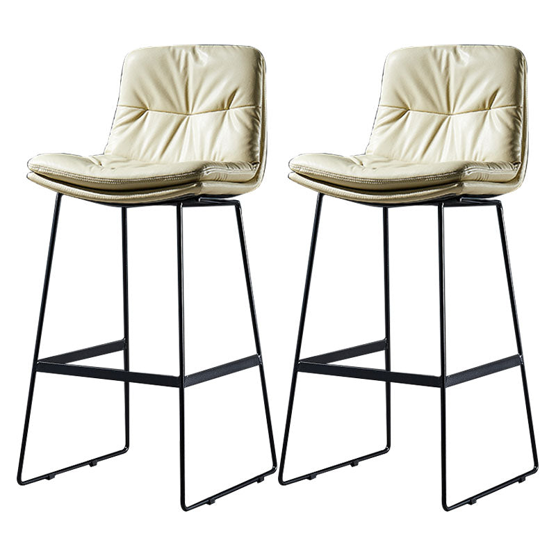 Scandinavian Matte Finish Leather Barstool Restaurant Upholstered Stool