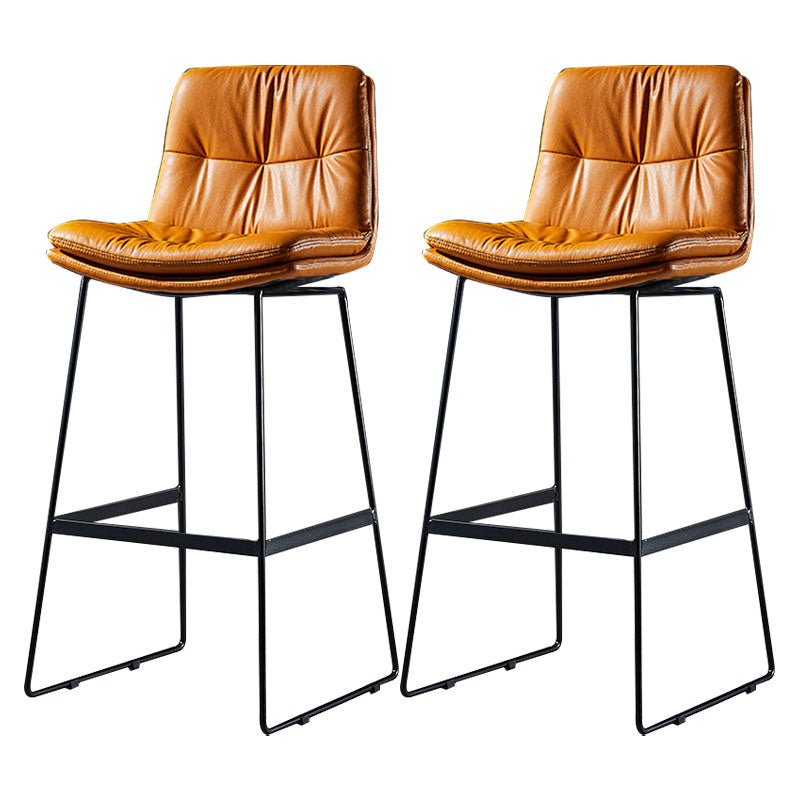 Scandinavian Matte Finish Leather Barstool Restaurant Upholstered Stool