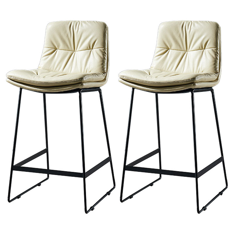 Scandinavian Matte Finish Leather Barstool Restaurant Upholstered Stool