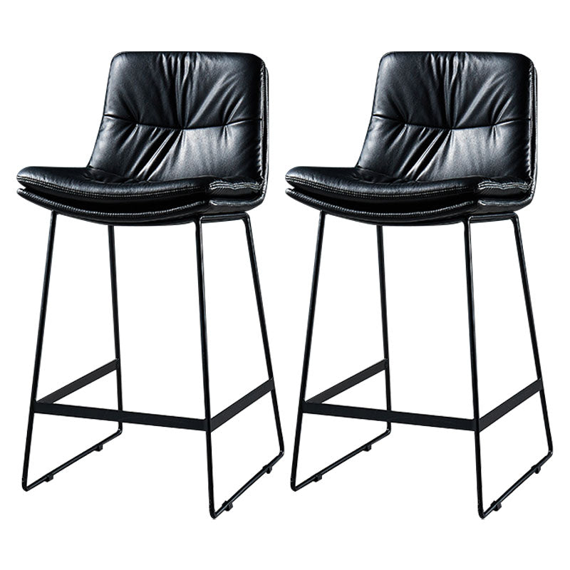 Scandinavian Matte Finish Leather Barstool Restaurant Upholstered Stool