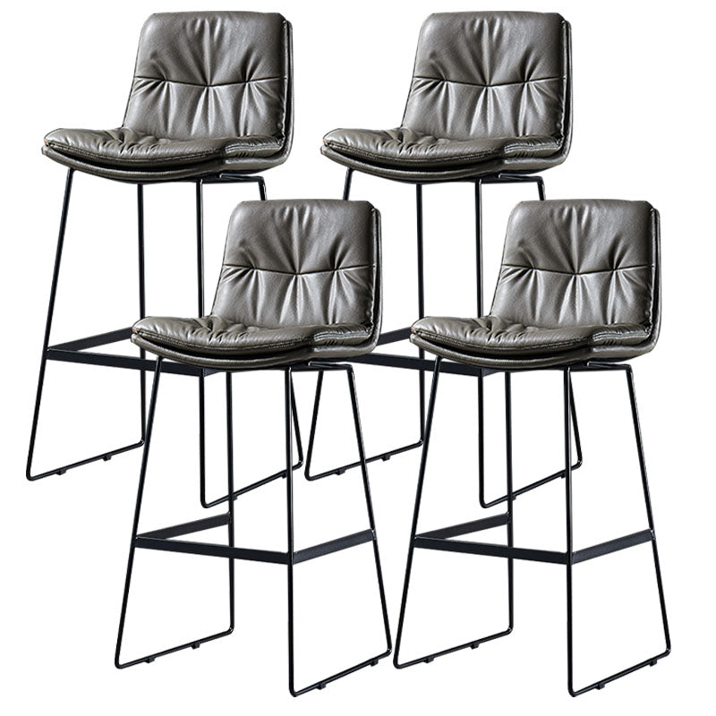 Scandinavian Matte Finish Leather Barstool Restaurant Upholstered Stool