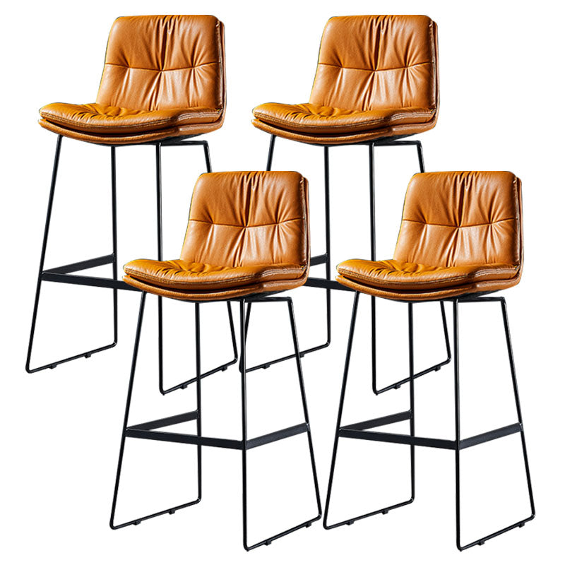Scandinavian Matte Finish Leather Barstool Restaurant Upholstered Stool