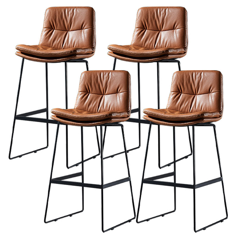 Scandinavian Matte Finish Leather Barstool Restaurant Upholstered Stool