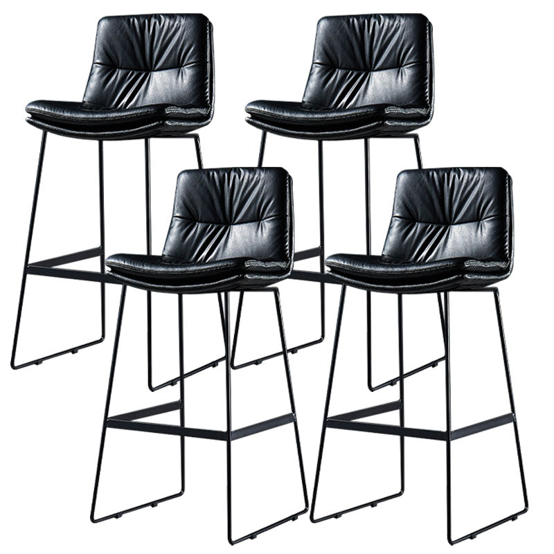 Scandinavian Matte Finish Leather Barstool Restaurant Upholstered Stool