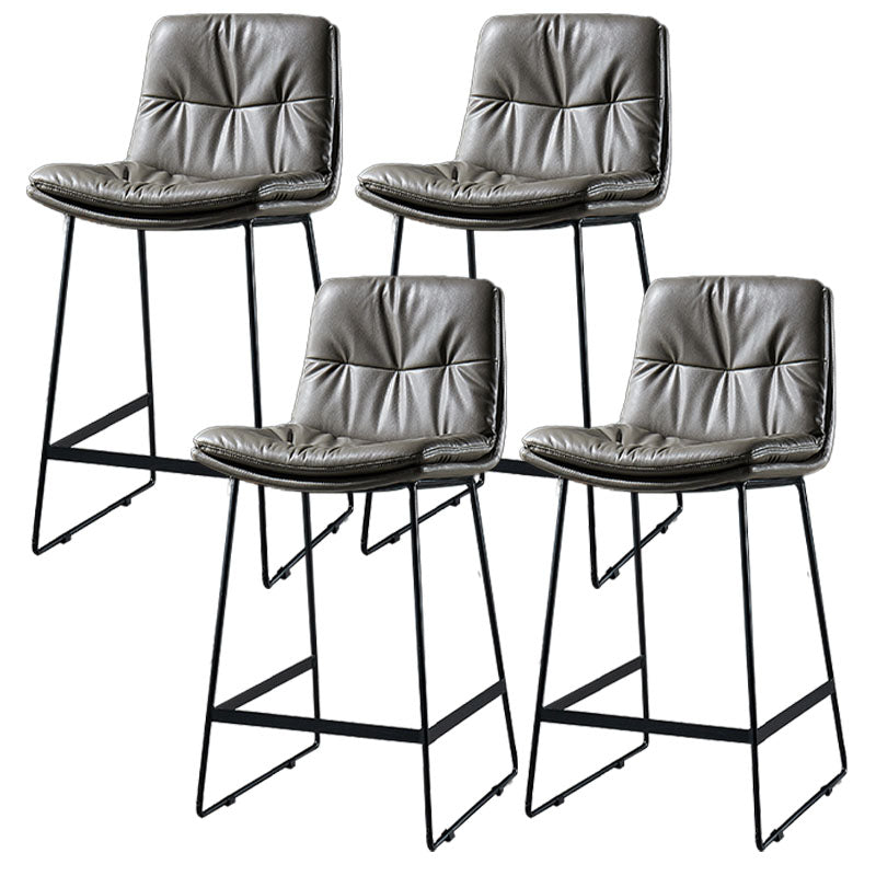 Scandinavian Matte Finish Leather Barstool Restaurant Upholstered Stool