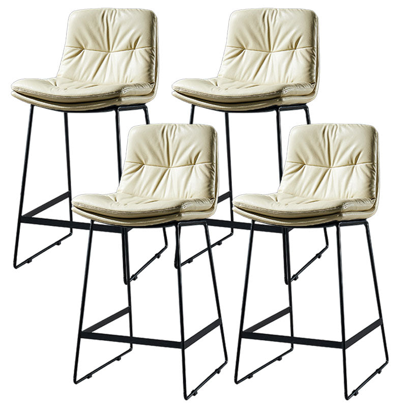 Scandinavian Matte Finish Leather Barstool Restaurant Upholstered Stool