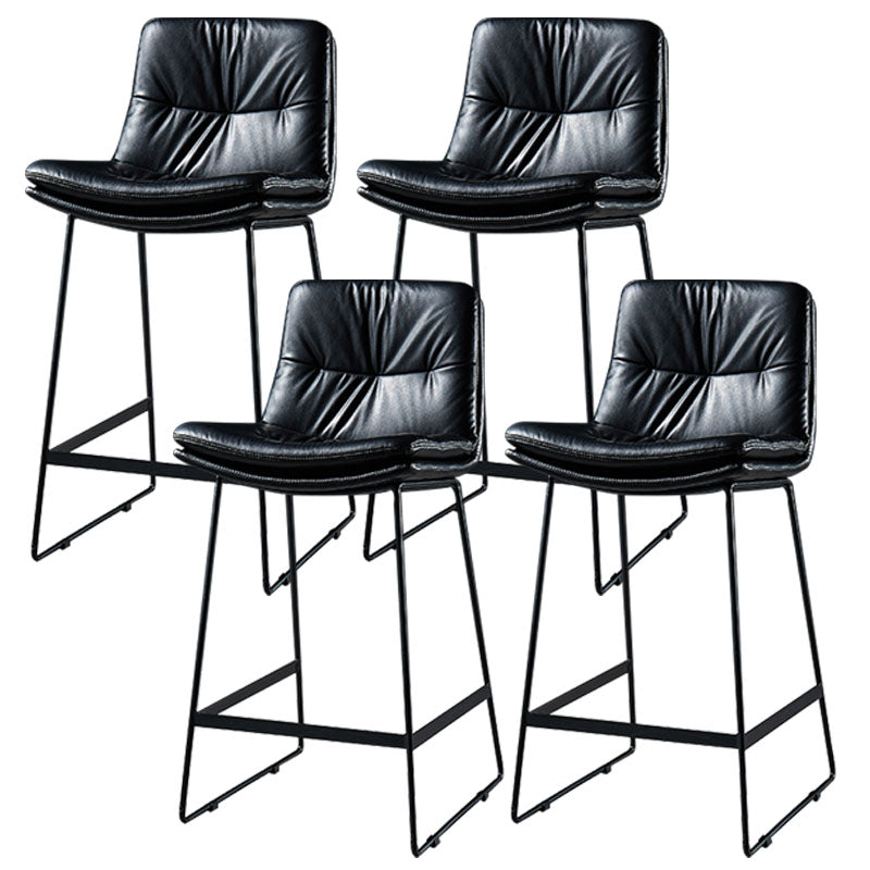 Scandinavian Matte Finish Leather Barstool Restaurant Upholstered Stool