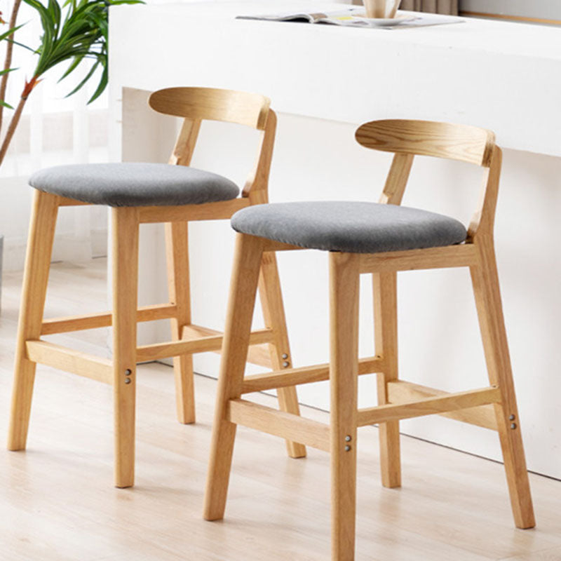 Scandinavian Rubberwood Home Barstool Matte Finish Upholstered Stool