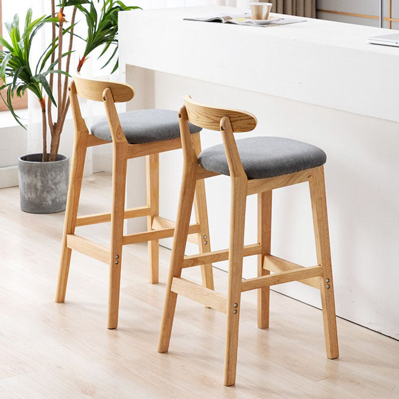 Scandinavian Rubberwood Home Barstool Matte Finish Upholstered Stool