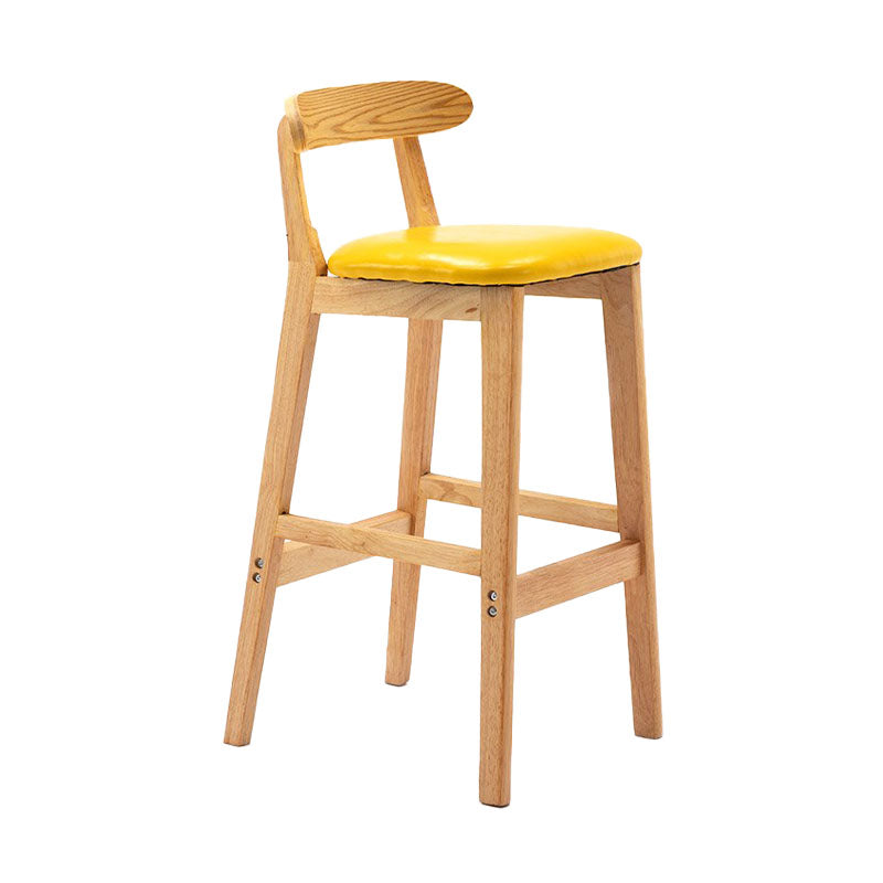 Scandinavian Rubberwood Home Barstool Matte Finish Upholstered Stool