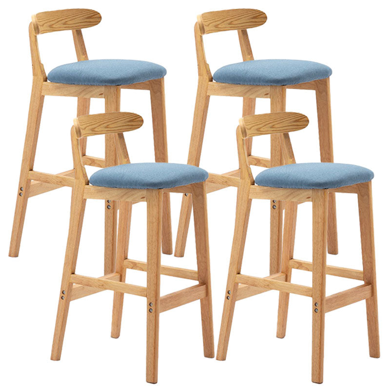 Scandinavian Rubberwood Home Barstool Matte Finish Upholstered Stool