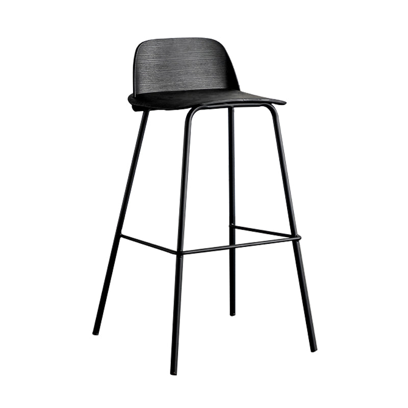 Scandinavian Footrest Metal Barstool Matte Finish Coffee Shop Stool