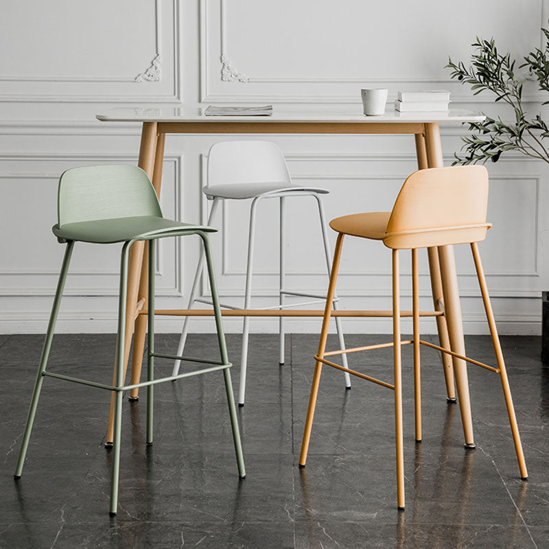 Scandinavian Footrest Metal Barstool Matte Finish Coffee Shop Stool