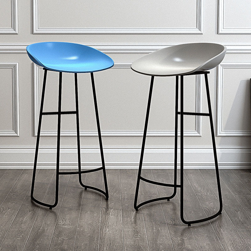 Modern Armless Backrest Counter Stool Iron Kitchen Bar Stool with Acrylic Seat