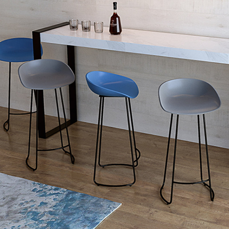 Modern Armless Backrest Counter Stool Iron Kitchen Bar Stool with Acrylic Seat