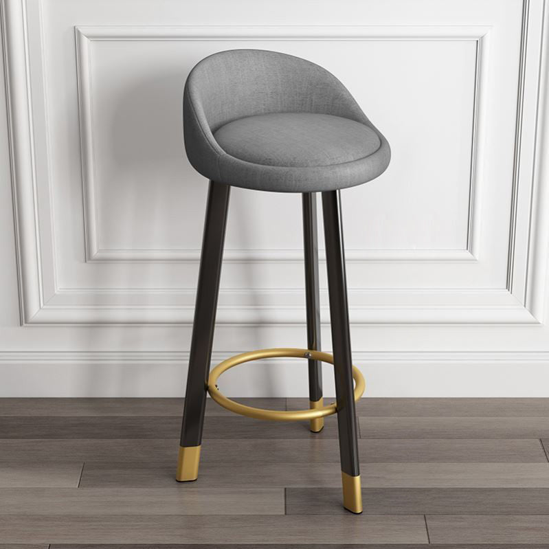 Modern Armless Backrest Counter Stool Steel Cashier Bar Stool with Cushion and Pedal