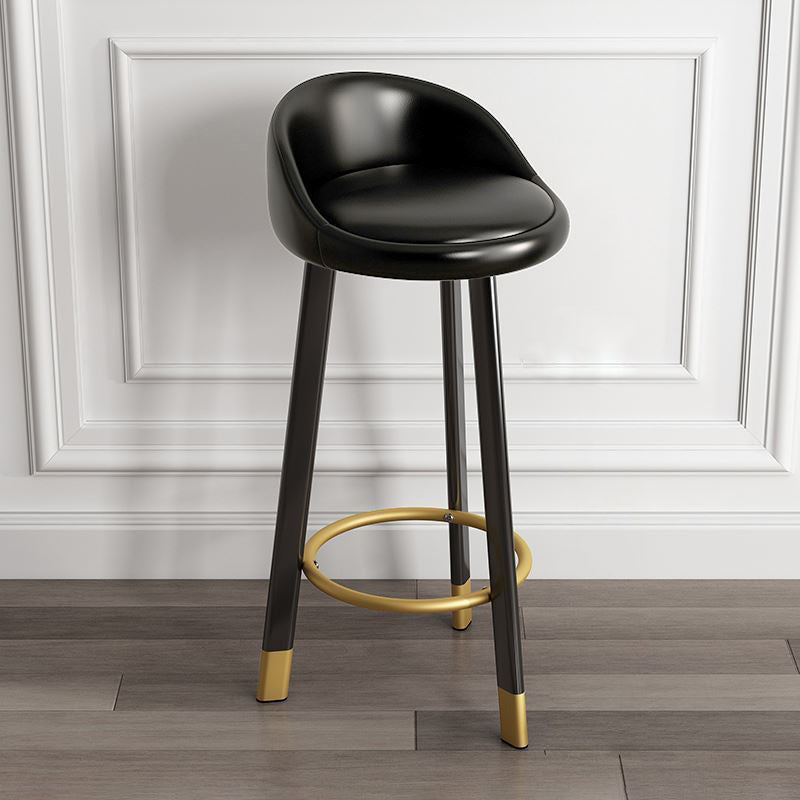 Modern Armless Backrest Counter Stool Steel Cashier Bar Stool with Cushion and Pedal