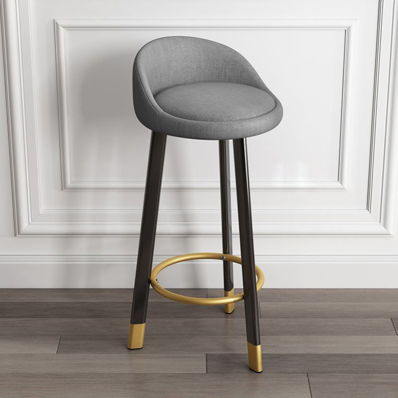 Modern Armless Backrest Counter Stool Steel Cashier Bar Stool with Cushion and Pedal
