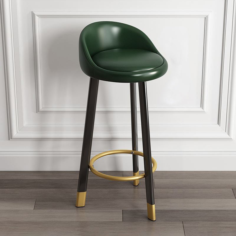 Modern Armless Backrest Counter Stool Steel Cashier Bar Stool with Cushion and Pedal