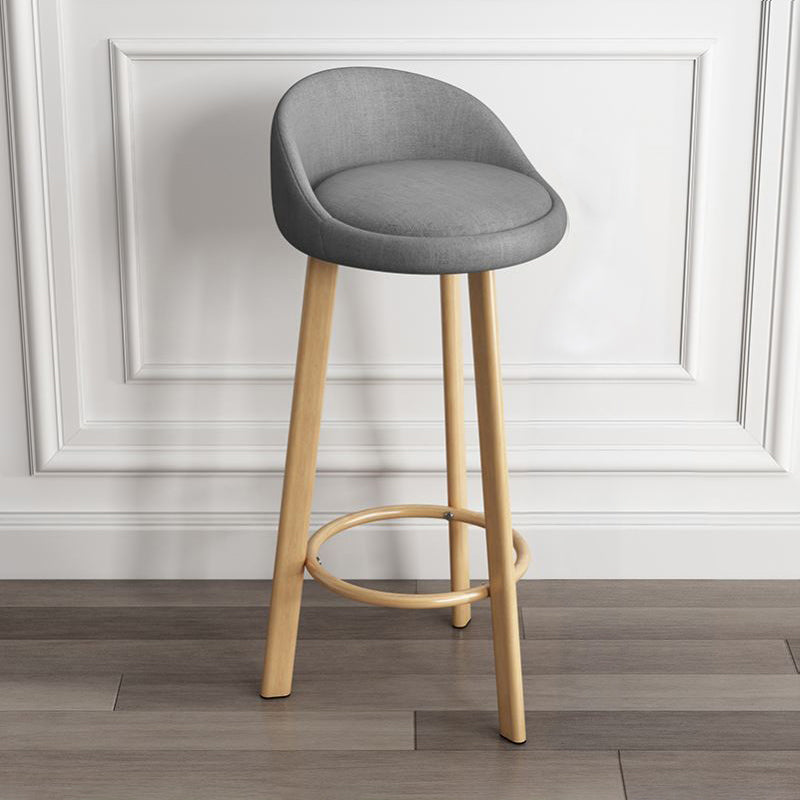 Modern Armless Backrest Counter Stool Steel Cashier Bar Stool with Cushion and Pedal