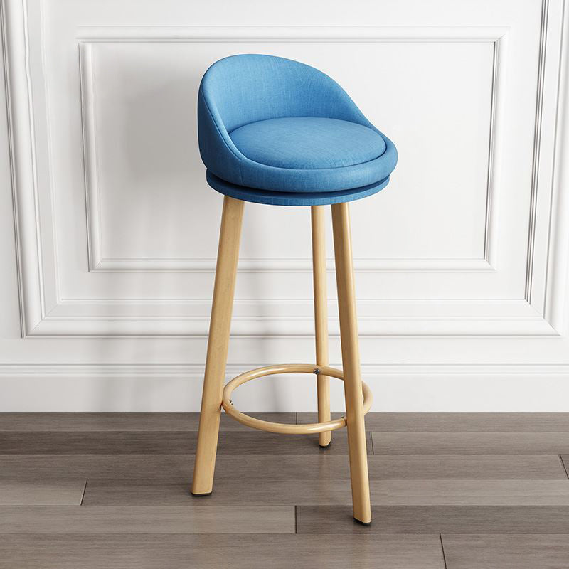 Modern Armless Backrest Counter Stool Steel Cashier Bar Stool with Cushion and Pedal