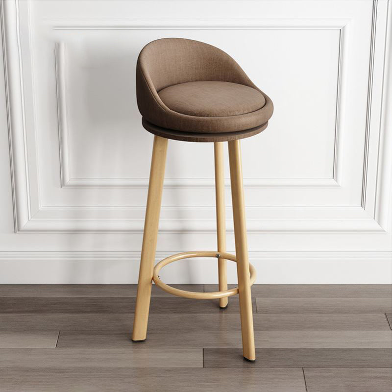 Modern Armless Backrest Counter Stool Steel Cashier Bar Stool with Cushion and Pedal