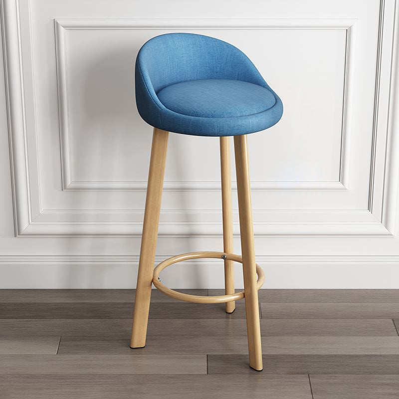 Modern Armless Backrest Counter Stool Steel Cashier Bar Stool with Cushion and Pedal