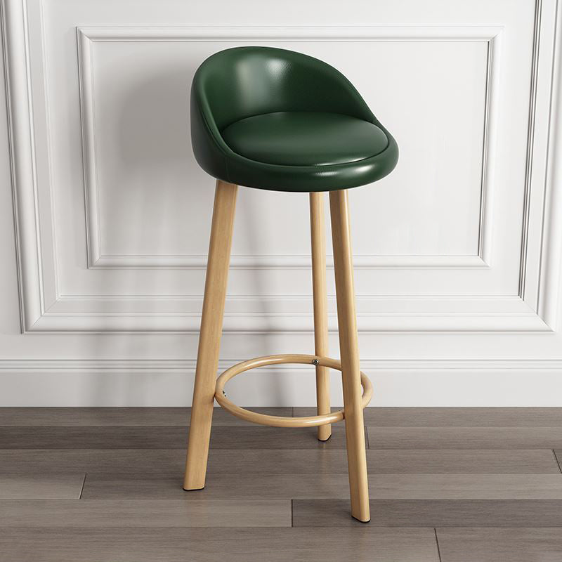 Modern Armless Backrest Counter Stool Steel Cashier Bar Stool with Cushion and Pedal