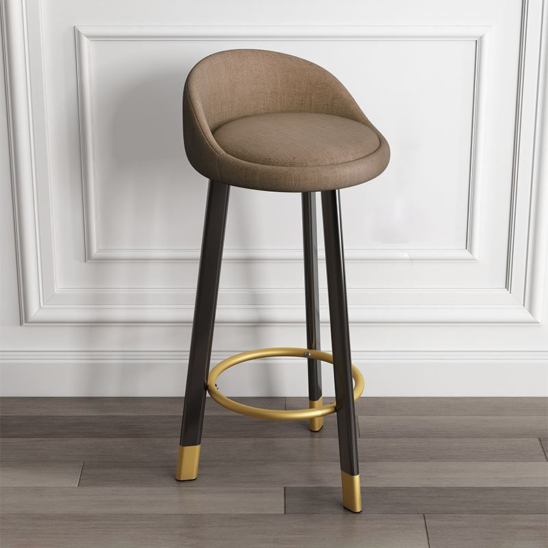 Modern Armless Backrest Counter Stool Steel Cashier Bar Stool with Cushion and Pedal