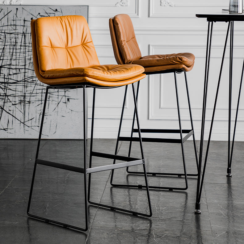 Scandinavian Low Back Home Stool Matte Finish Upholstered Barstool