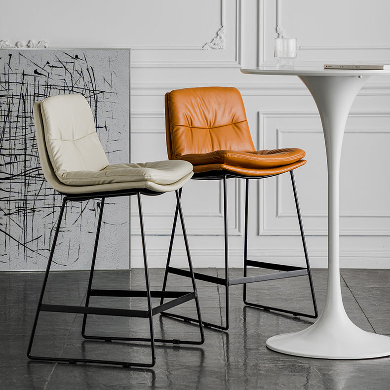 Scandinavian Low Back Home Stool Matte Finish Upholstered Barstool