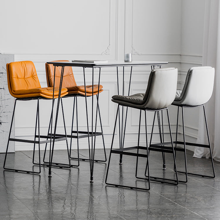 Scandinavian Low Back Home Stool Matte Finish Upholstered Barstool