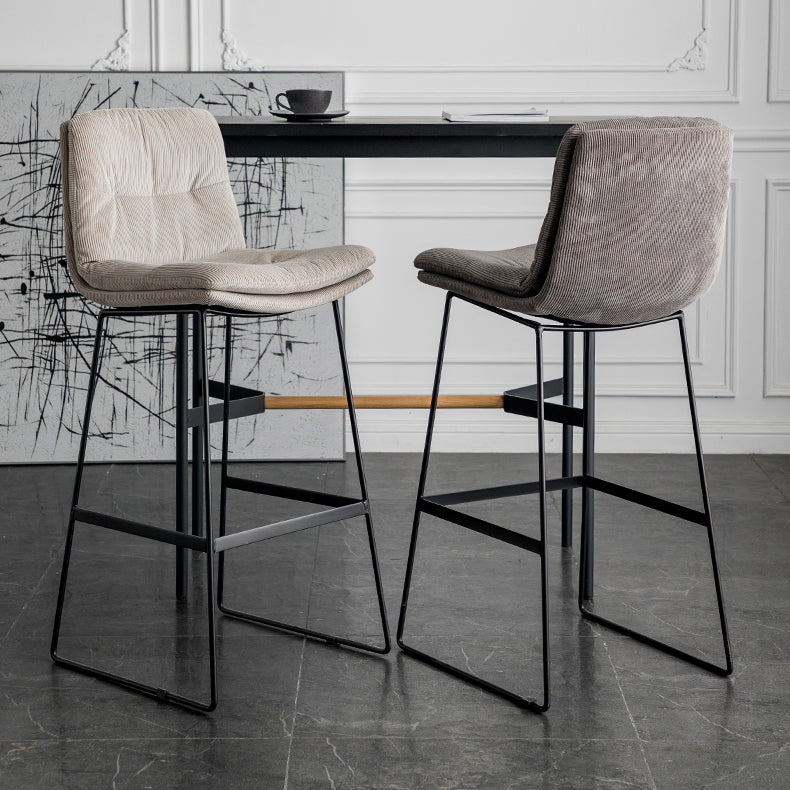 Scandinavian Low Back Home Stool Matte Finish Upholstered Barstool