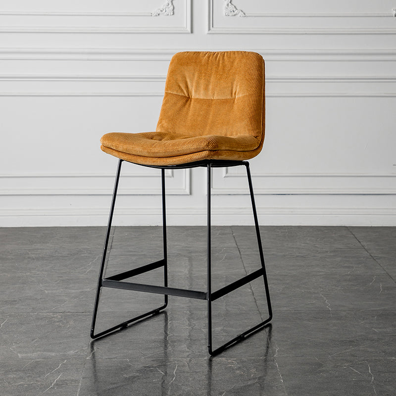 Scandinavian Low Back Home Stool Matte Finish Upholstered Barstool