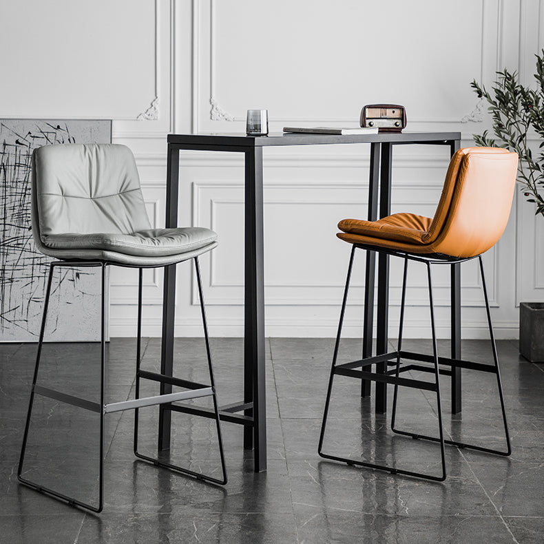 Scandinavian Low Back Home Stool Matte Finish Upholstered Barstool
