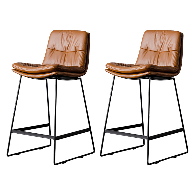 Scandinavian Low Back Home Stool Matte Finish Upholstered Barstool